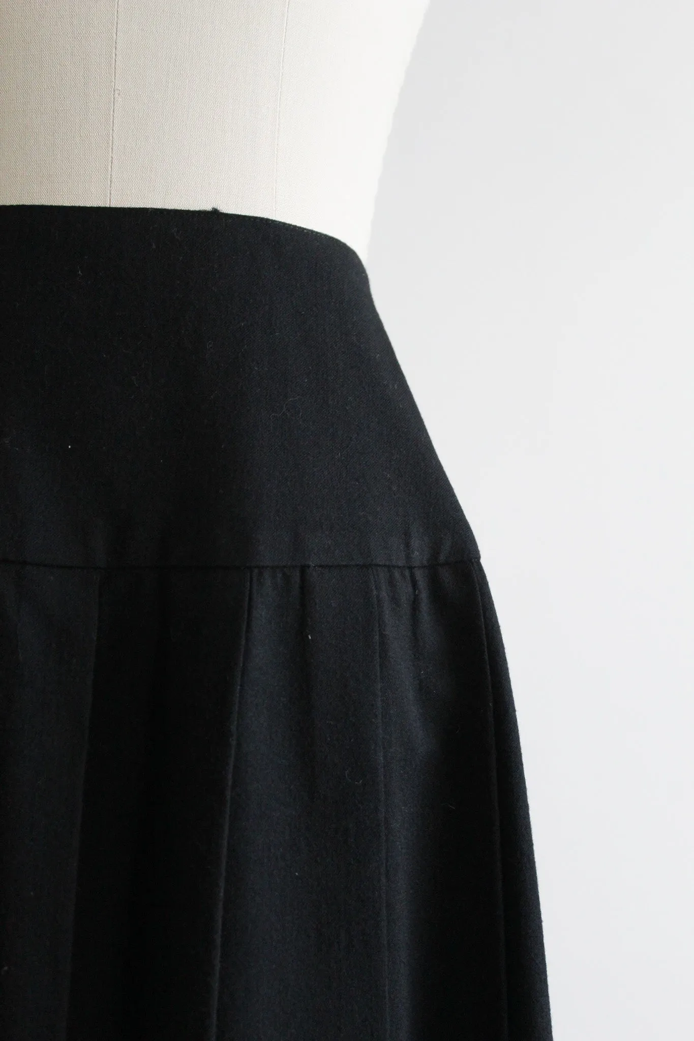 ink black wool midi skirt