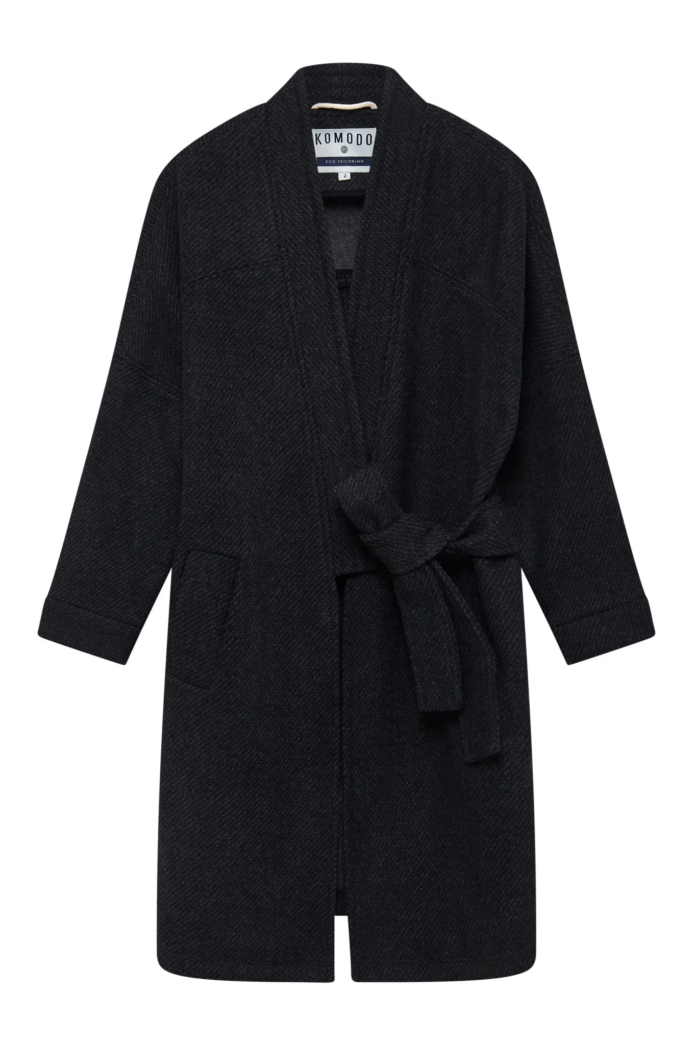 Kaia Wool Blend Twill Coat Charcoal