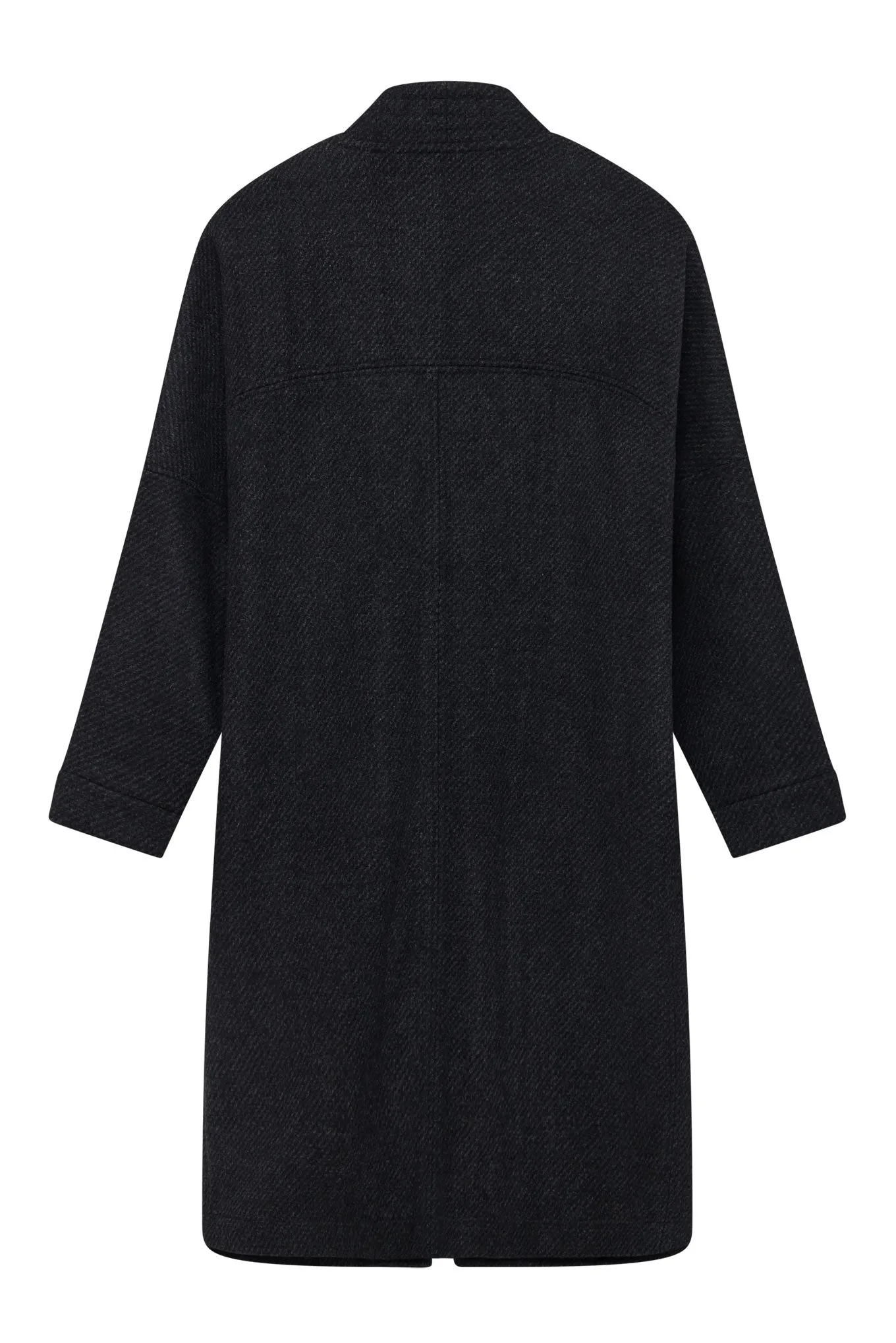 Kaia Wool Blend Twill Coat Charcoal