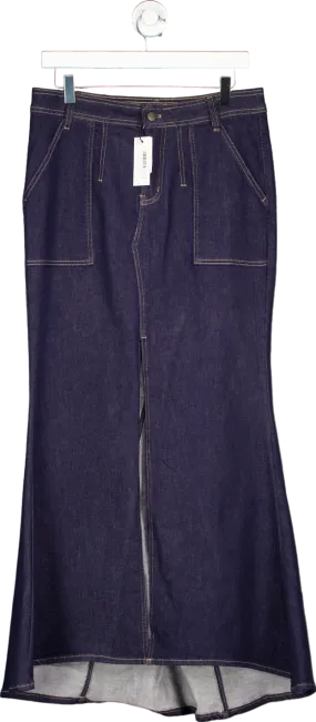 Karen Millen Stonewashed Stretch Denim Maxi Skirt UK 10