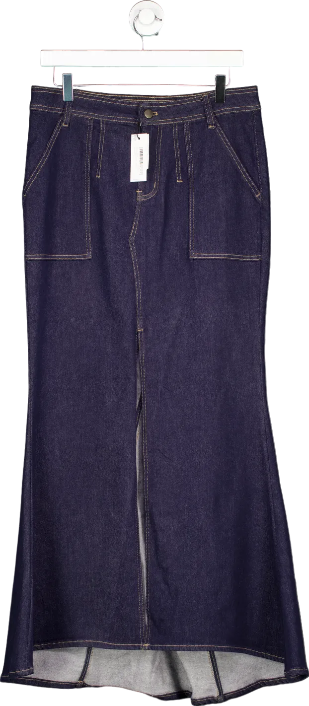 Karen Millen Stonewashed Stretch Denim Maxi Skirt UK 10