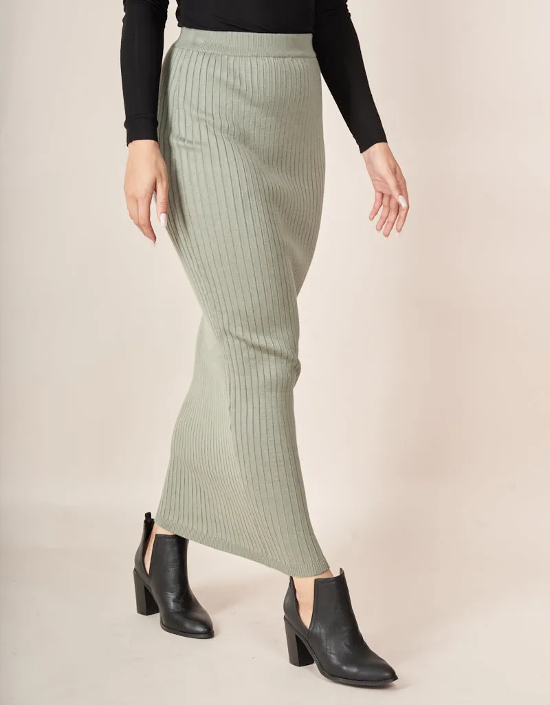 Knit Pencil Skirt Ribbed