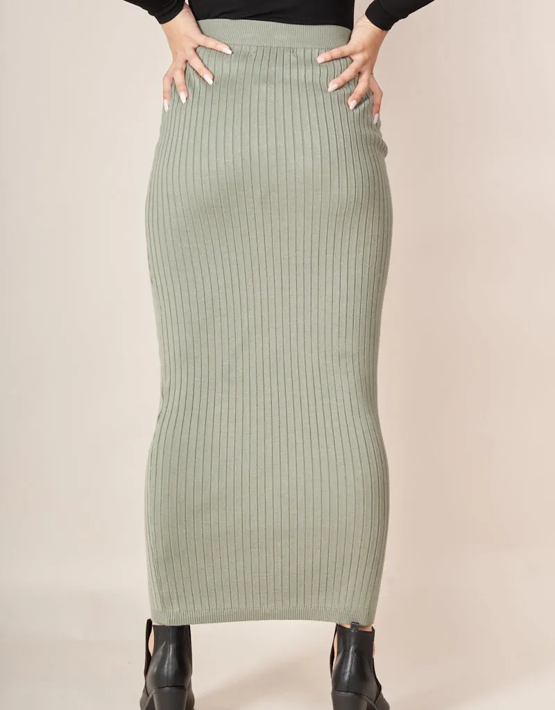 Knit Pencil Skirt Ribbed