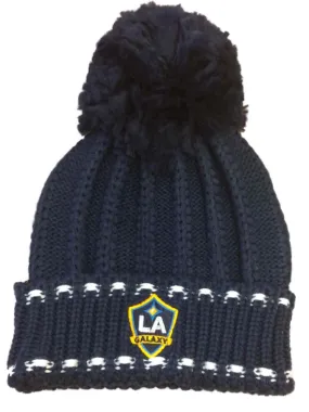 LA Galaxy MLS Adidas Blue WOMENS Acrylic Knit Beanie, Scarf, & Mitten Gloves Set