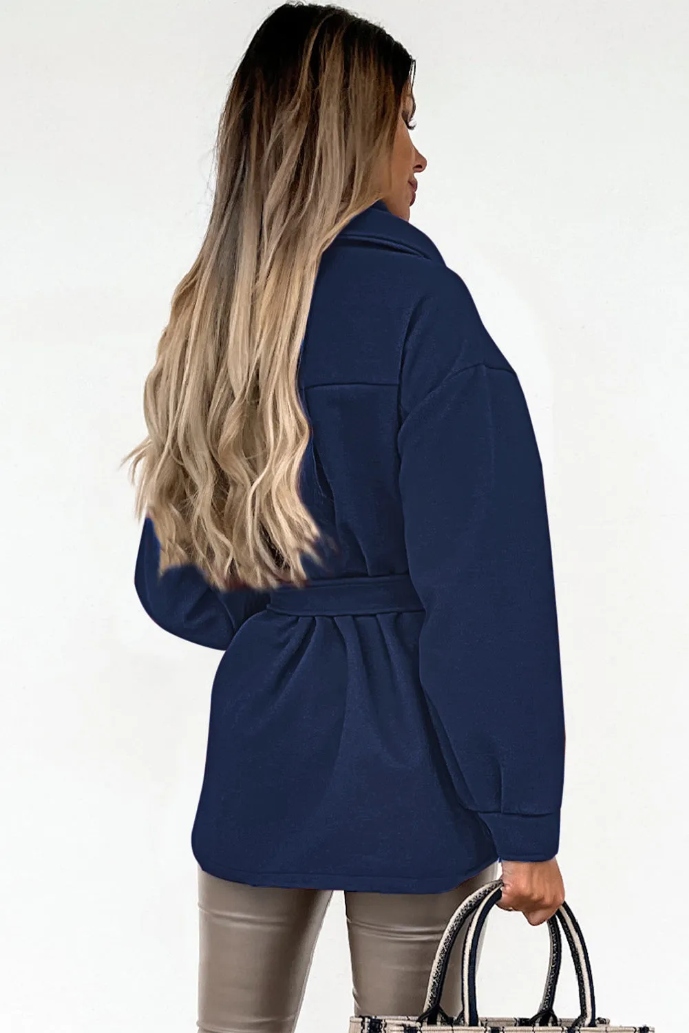 Lapel Button-Down Coat With Chest Pockets