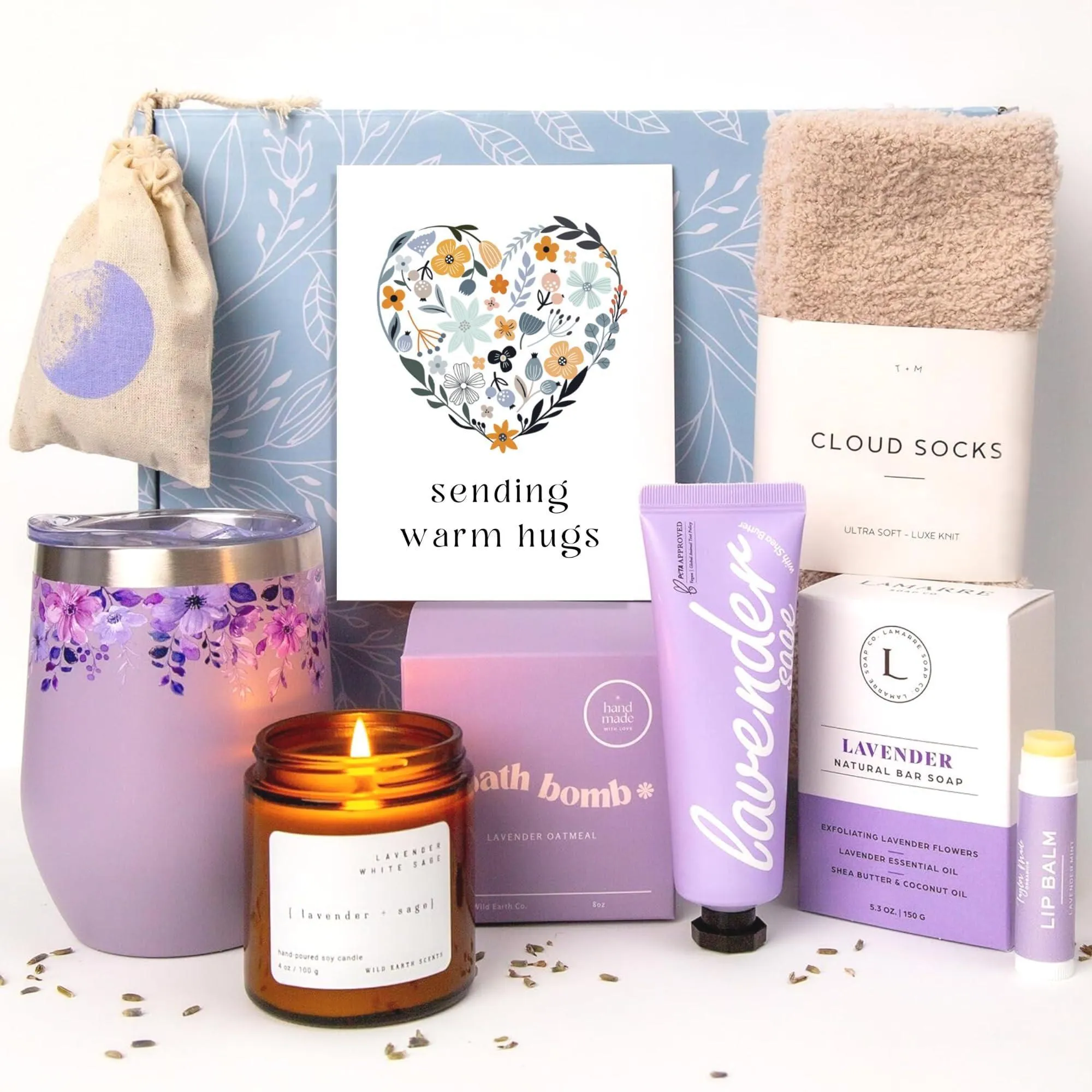 Lavender Spa Gift Basket For Women Relaxation Gifts Self Care Package with