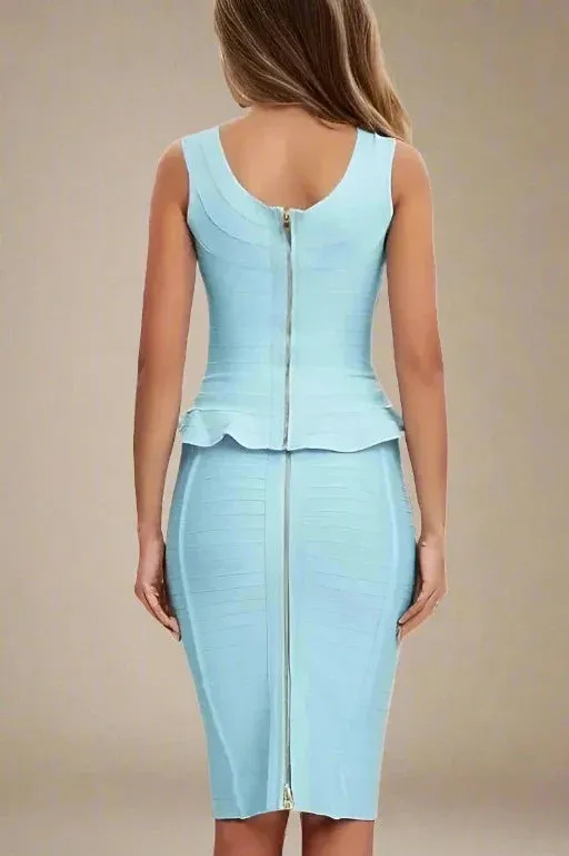 Leni Bandage Top and Pencil Skirt Set - Sky Blue