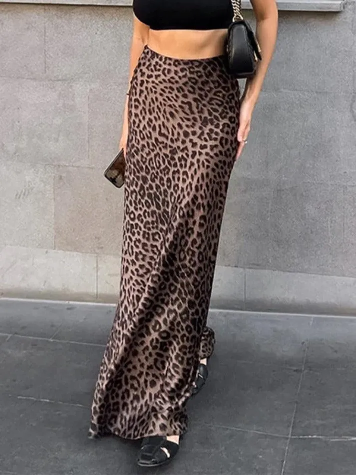 Leopard Print Mermaid Maxi Skirt