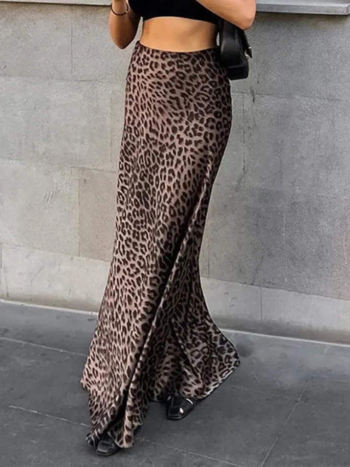 Leopard Print Mermaid Maxi Skirt