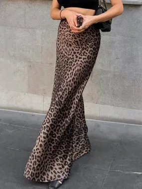 Leopard Print Mermaid Maxi Skirt