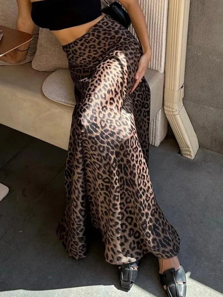 Leopard Print Mermaid Maxi Skirt