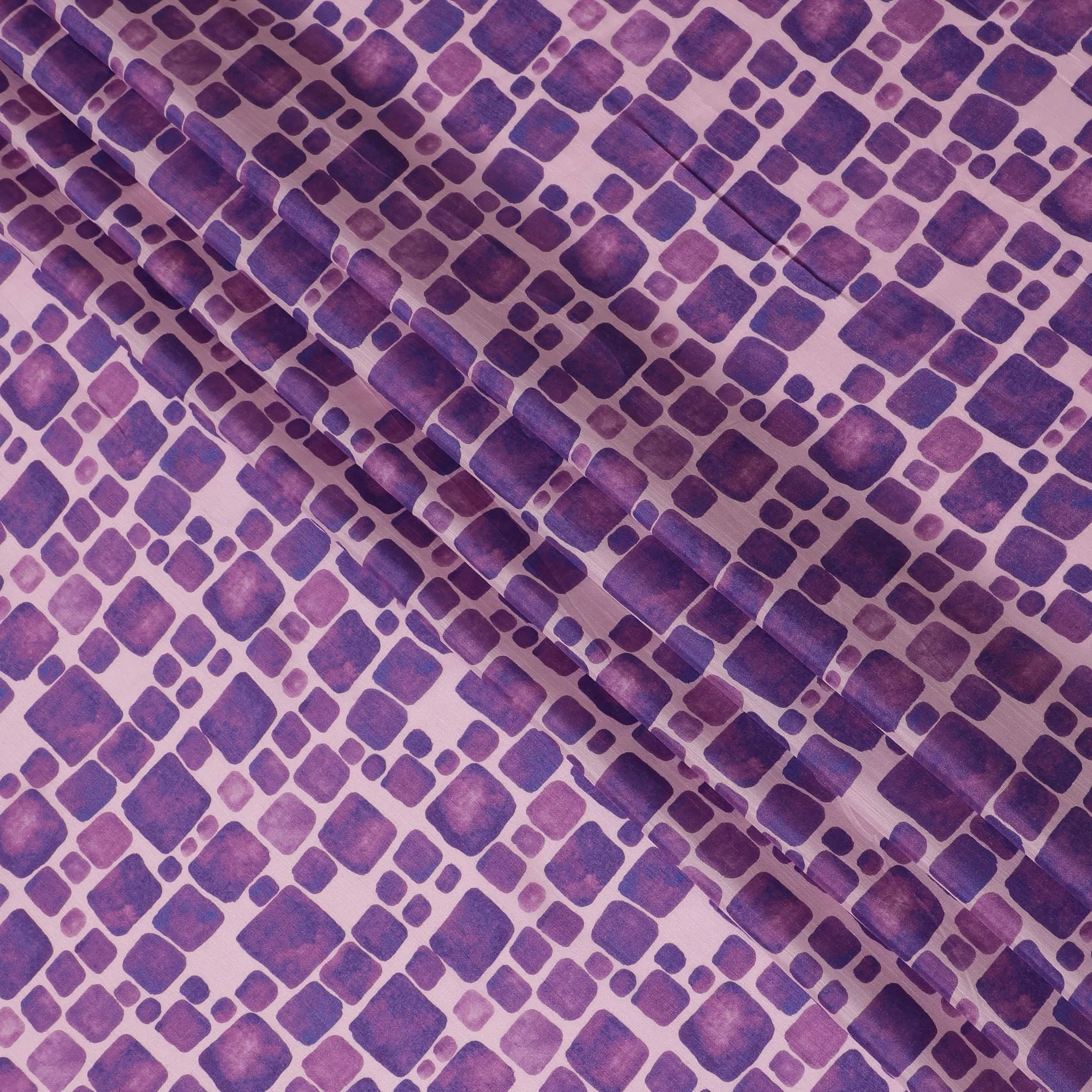 Light Pink and Purple Geometric Viscose Digital Printed Fabric - 110 cm Width-D19990