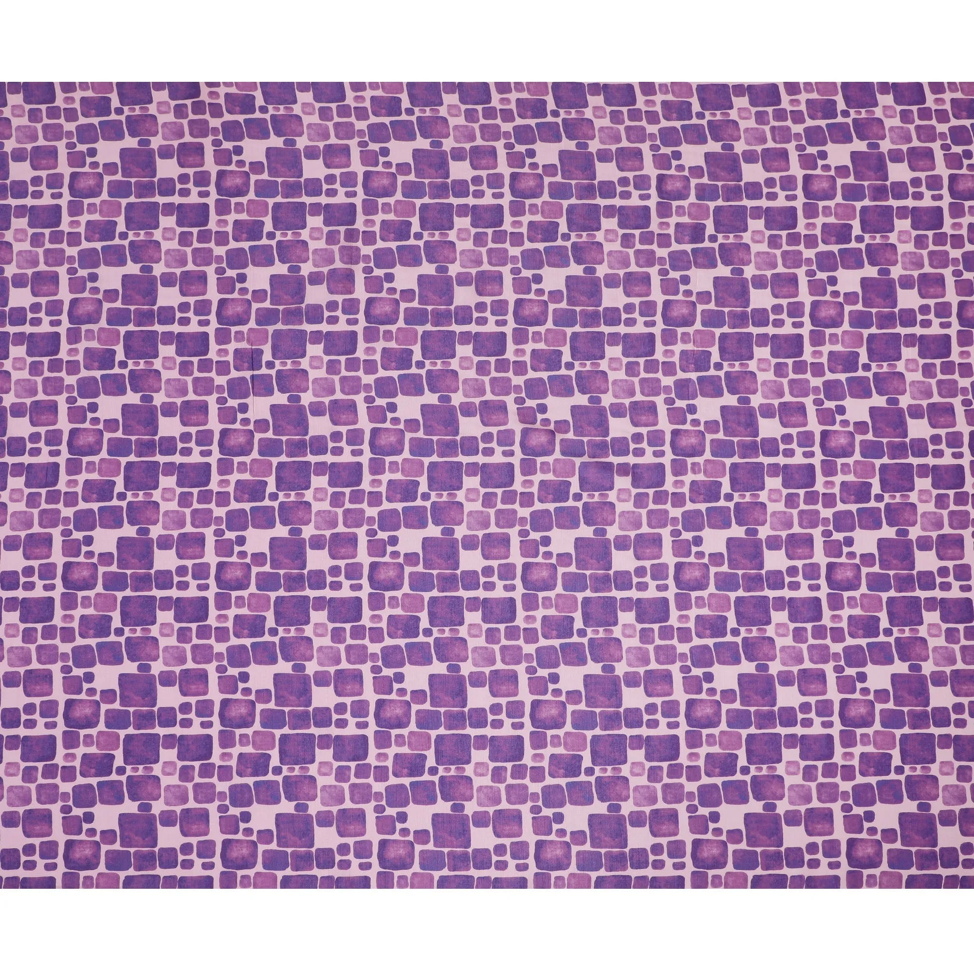 Light Pink and Purple Geometric Viscose Digital Printed Fabric - 110 cm Width-D19990