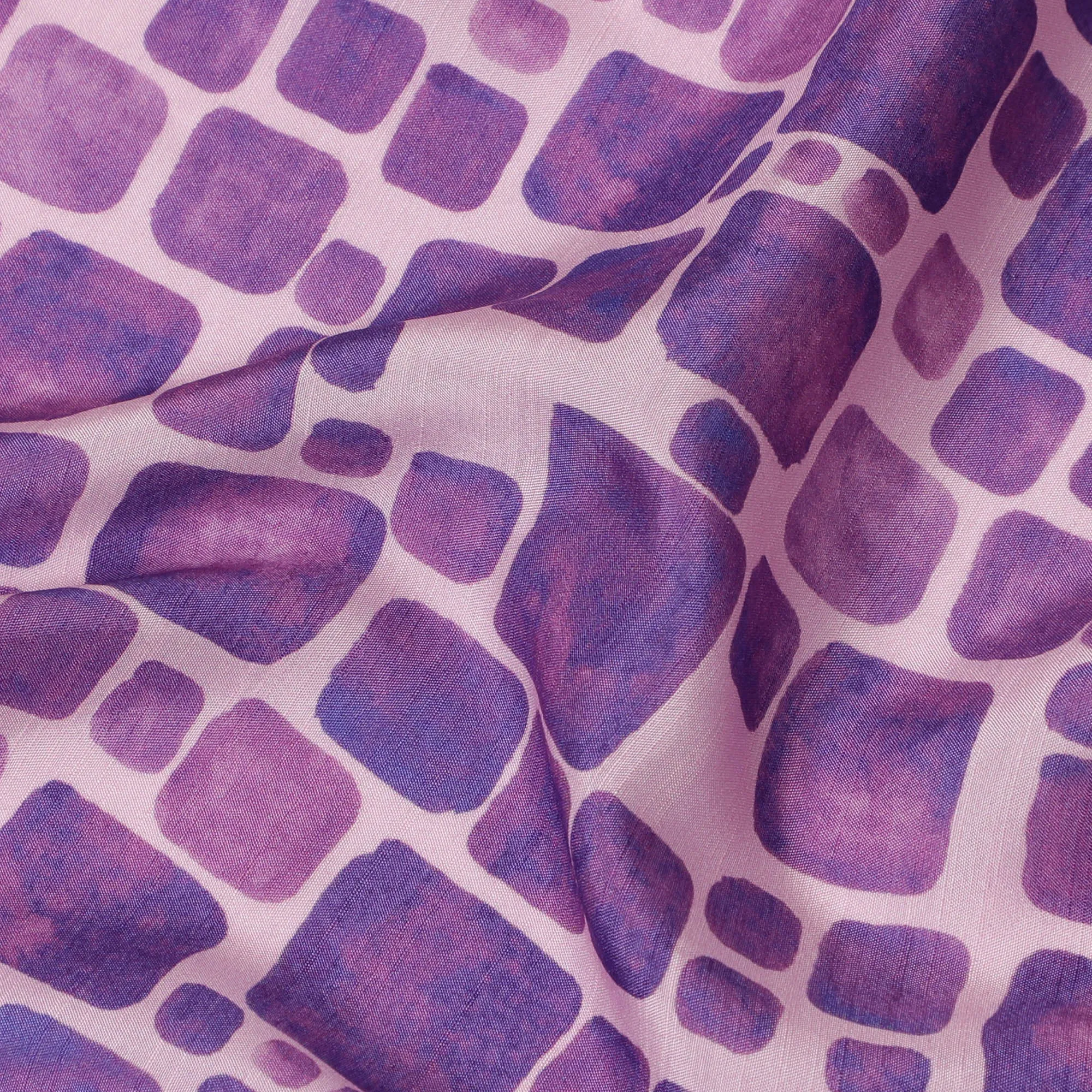 Light Pink and Purple Geometric Viscose Digital Printed Fabric - 110 cm Width-D19990