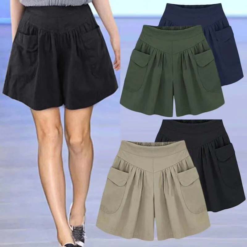 Loose Soft Cotton Wide Leg Pocket Shorts