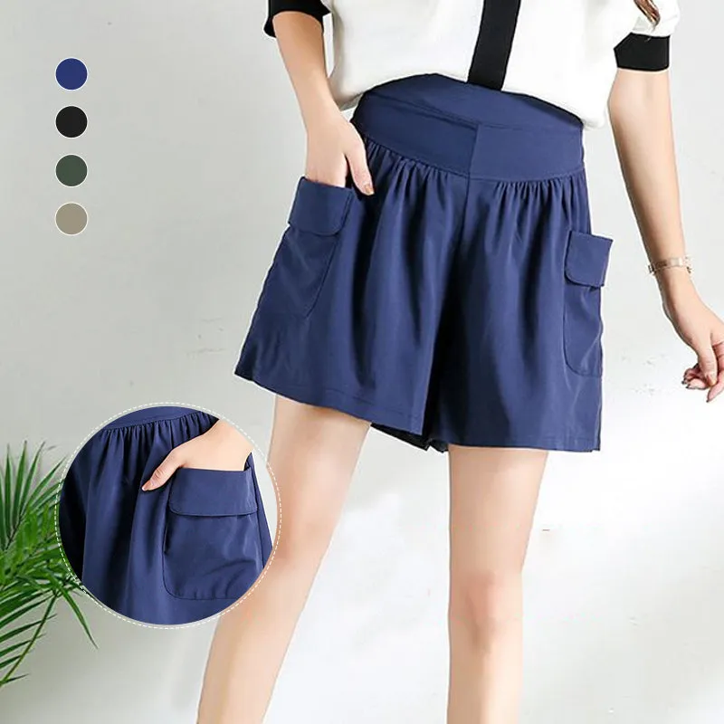 Loose Soft Cotton Wide Leg Pocket Shorts