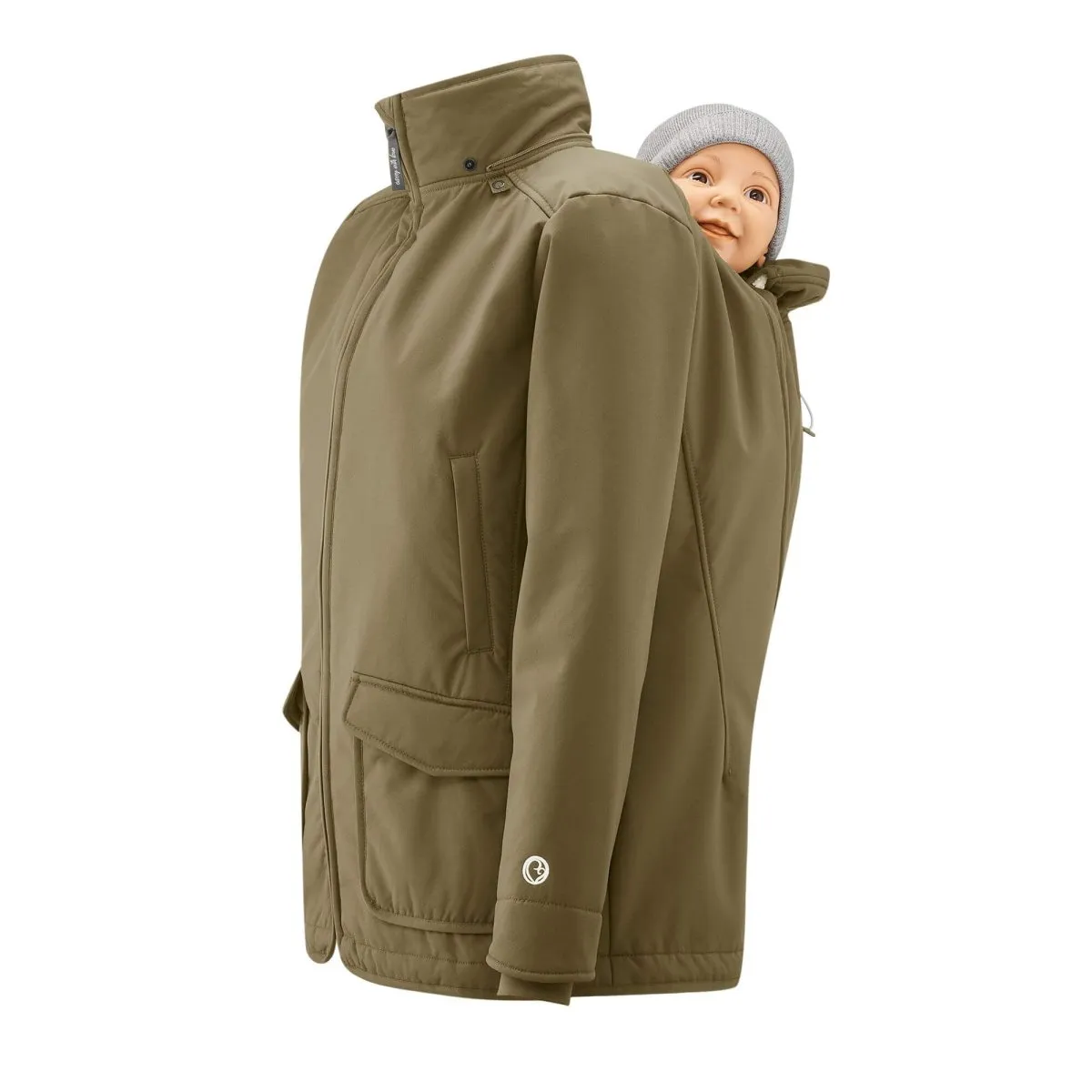 Mamalila Cosy Allrounder Softshell Maternity and Babywearing Jacket - Khaki