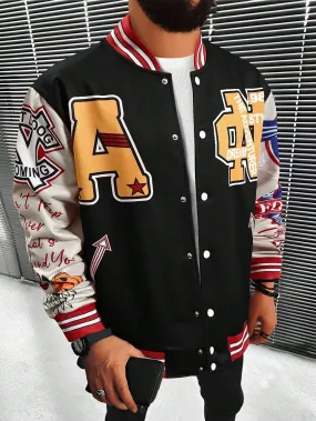 Manfinity LEGND Loose Fit Men's Printed Graffiti Varsity Jacket