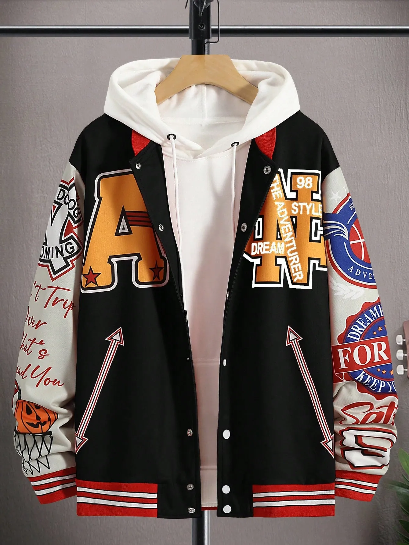 Manfinity LEGND Loose Fit Men's Printed Graffiti Varsity Jacket