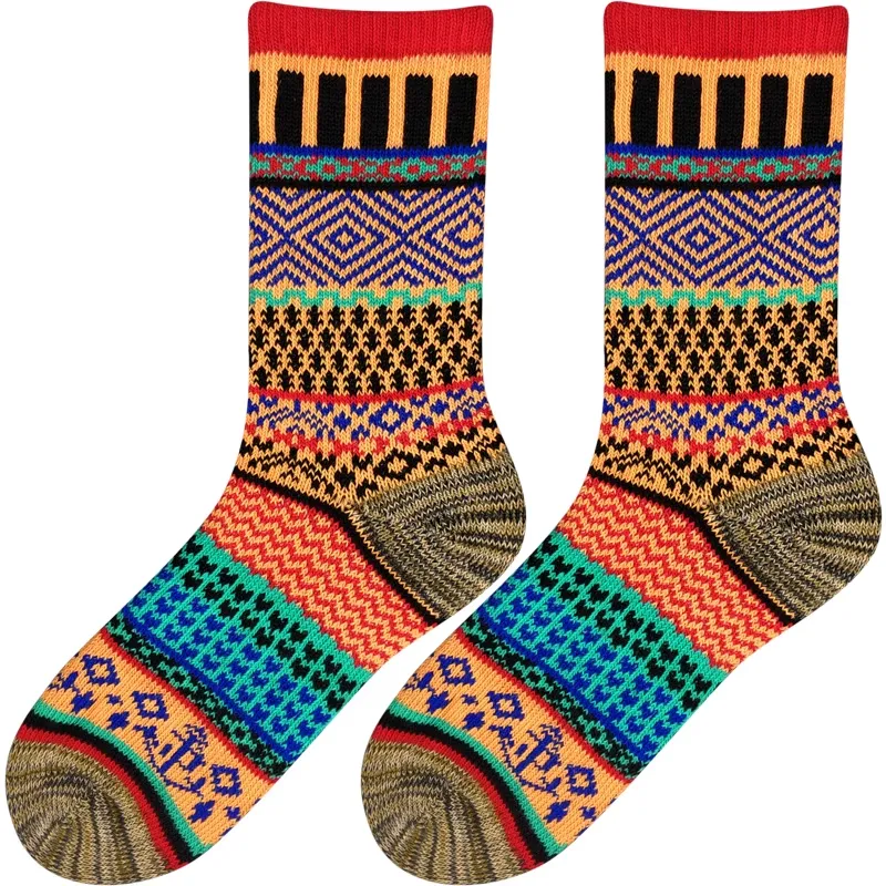 Men's 5 Pairs 5Color Retro Ethnic Style Socks