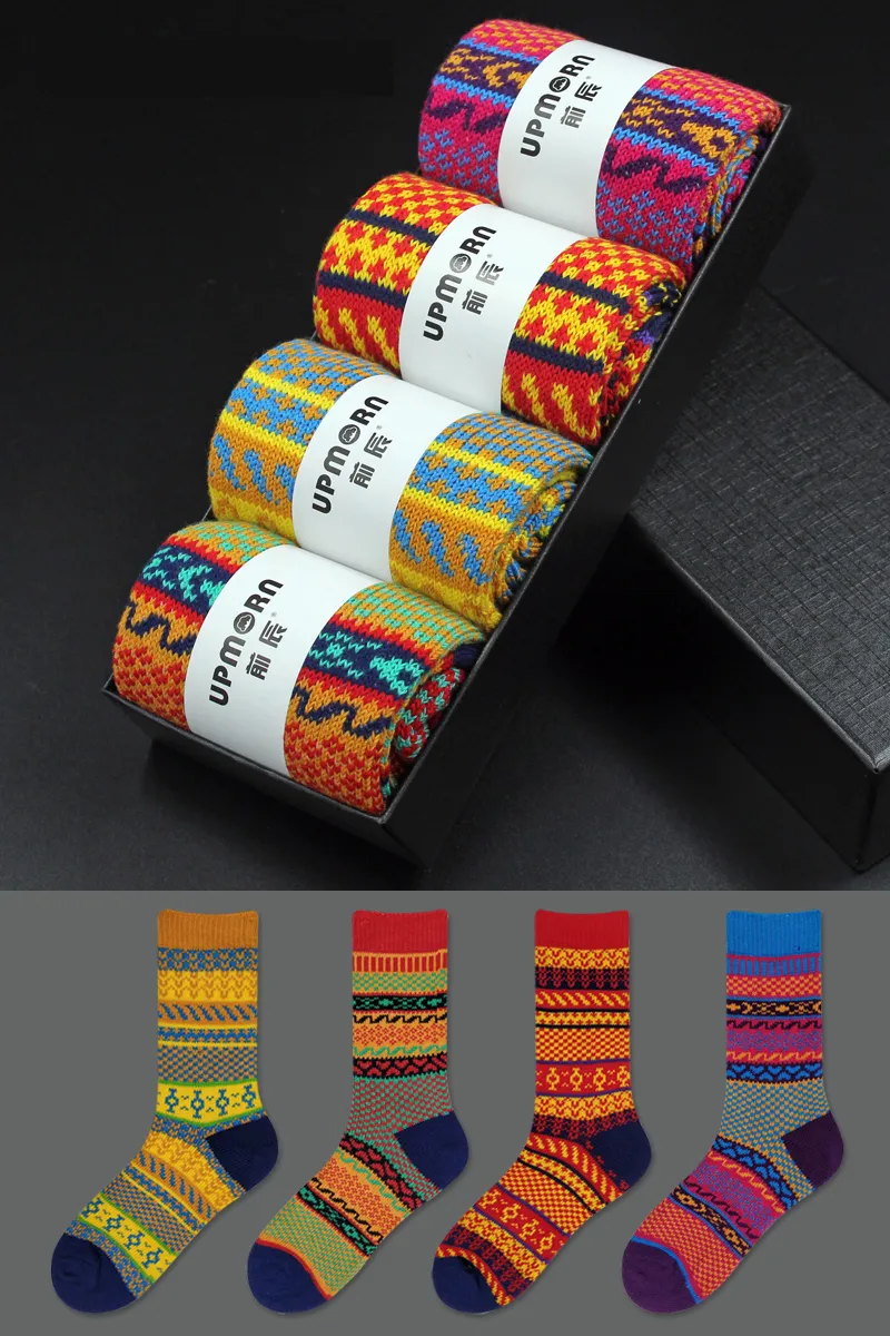 Men's 5 Pairs 5Color Retro Ethnic Style Socks