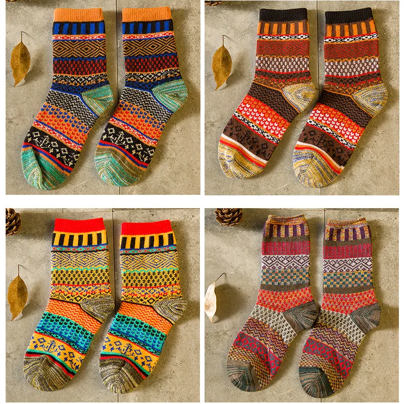 Men's 5 Pairs Retro Ethnic Style Socks