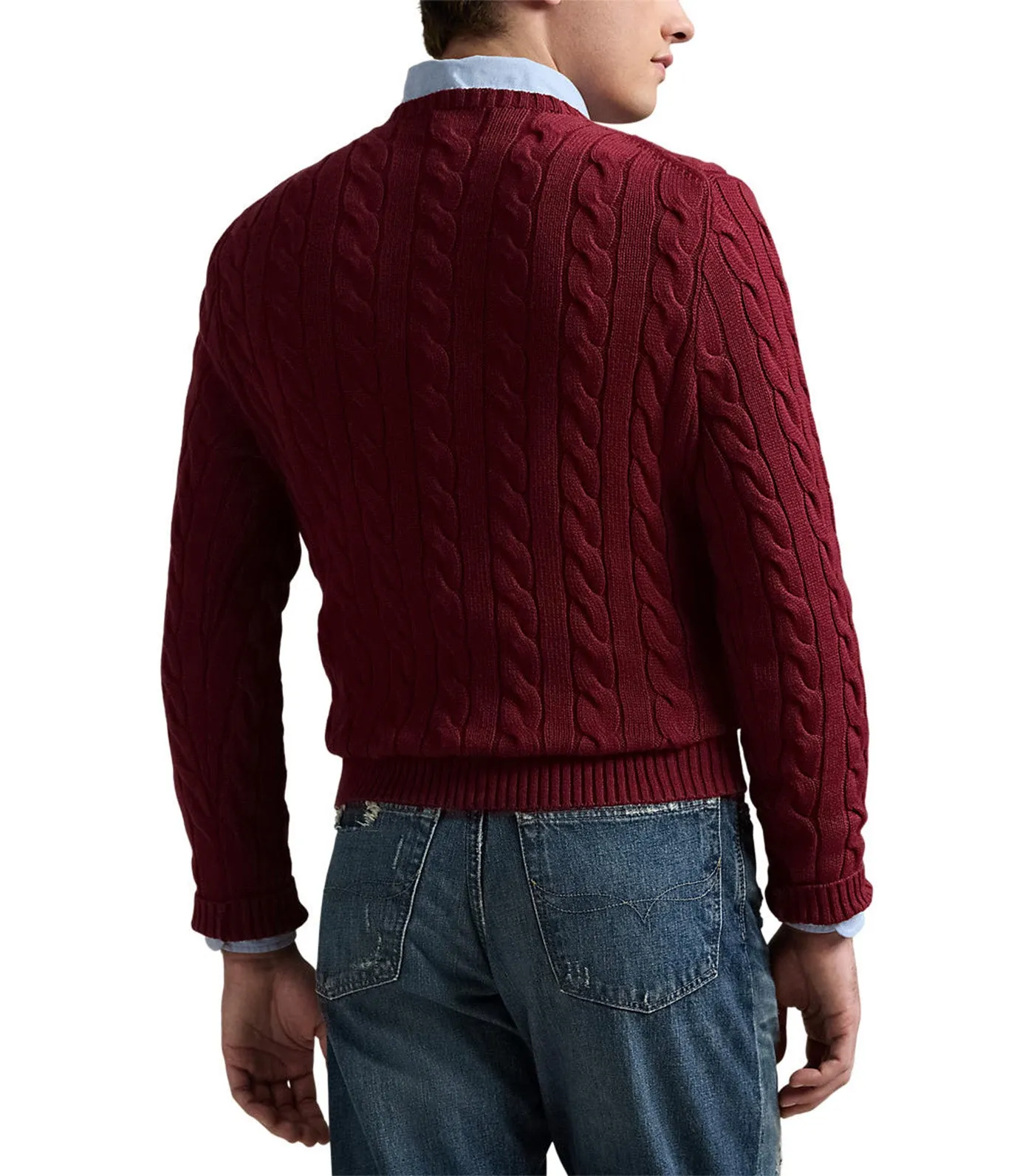 Men's Cable-Knit Cotton Sweater Red Carpet