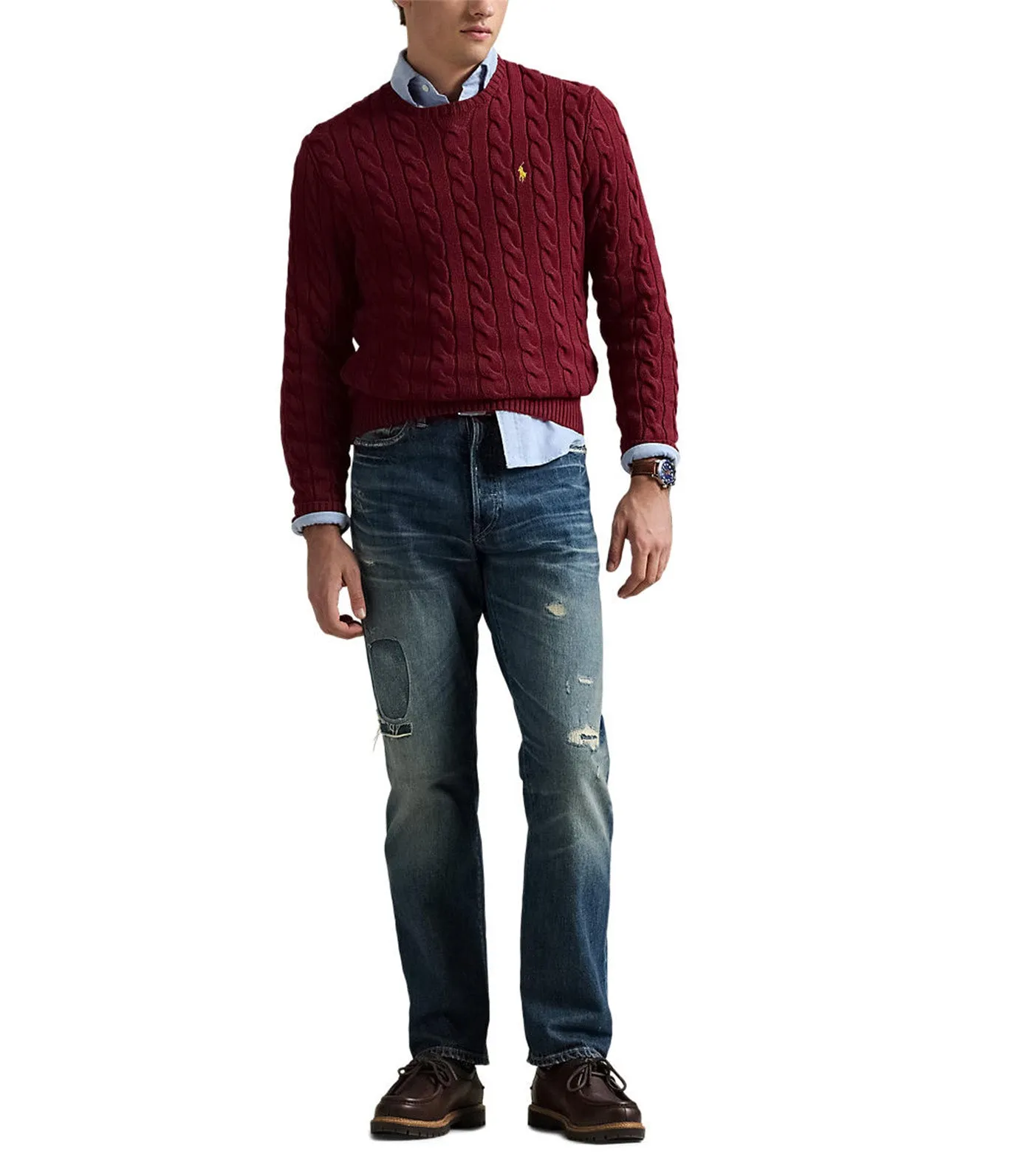 Men's Cable-Knit Cotton Sweater Red Carpet