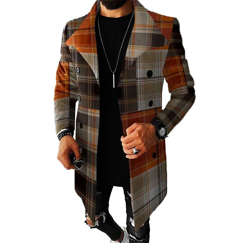 Men's Woolen Printed Mid-length Coat 47125098YM