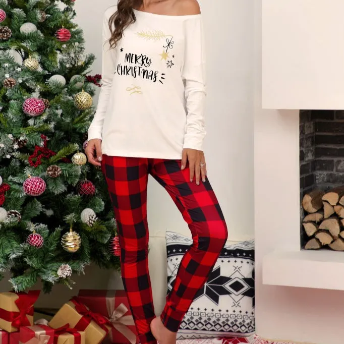 Merry Christmas Plaid 2 Pieces Women Loungewear