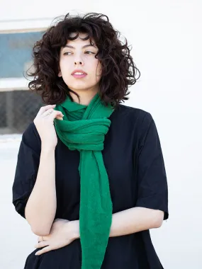 Mid Green Diamond Classic Knit Cashmere Scarf