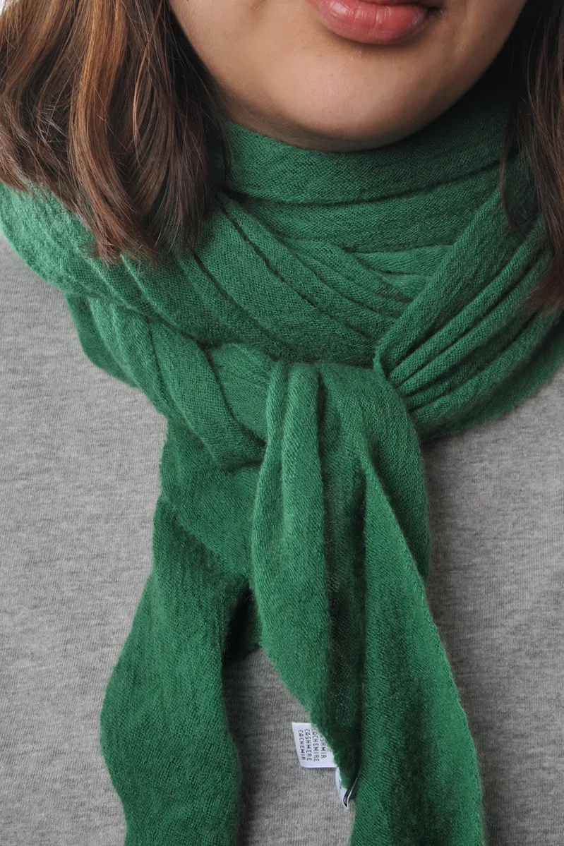 Mid Green Diamond Classic Knit Cashmere Scarf