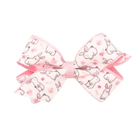 Mini Bunny Print Overlay Hair Bow on Clippie