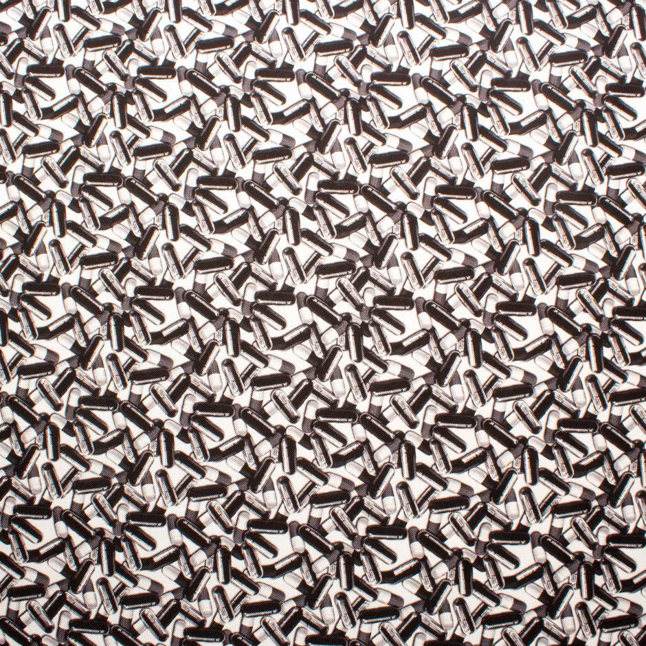 Monochrome 'Pill' Printed Pure Silk Twill Fabric