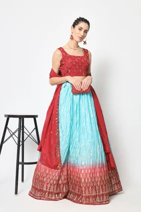 Multi Color Foil Printed Designer Lehenga Choli Collection