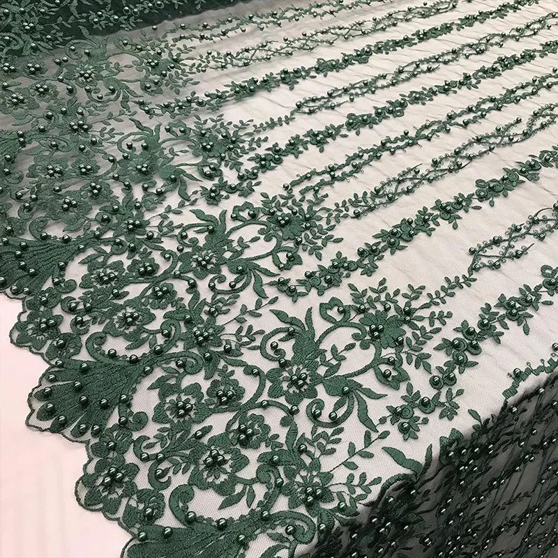 Multi Design Beaded Fabric, Lace Fabric By The Yard