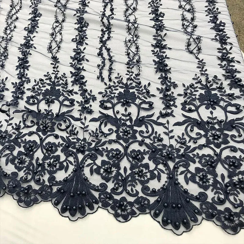 Multi Design Beaded Fabric, Lace Fabric By The Yard