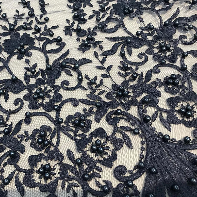 Multi Design Beaded Fabric, Lace Fabric By The Yard