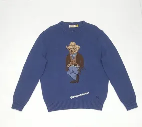 Nwt Polo Ralph Lauren Blue Cowboy Teddy Bear Sweater