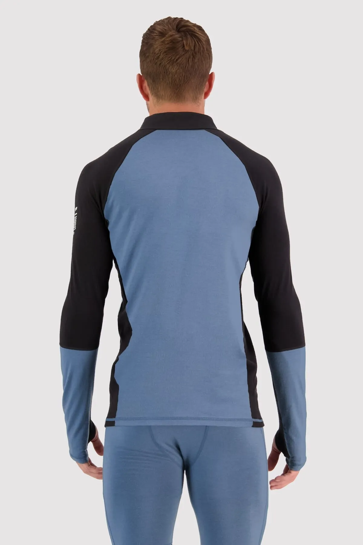 Olympus Merino Base Layer 1/2 Zip Long Sleeve - Blue Slate Black