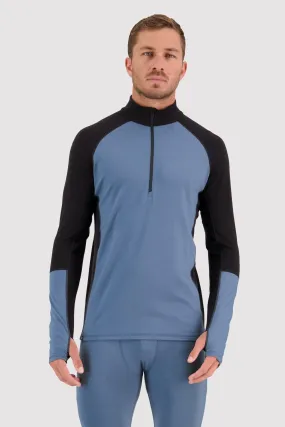 Olympus Merino Base Layer 1/2 Zip Long Sleeve - Blue Slate Black