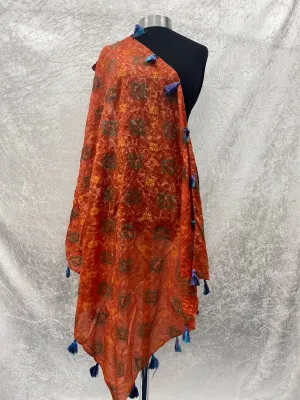 Orange Explosion -  Ethnic Square Starched Scarf