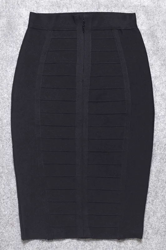 Pencil High Waist Bandage Knee Length Cocktail Skirt - Classic Black