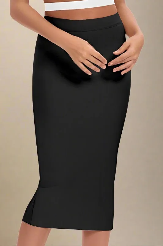 Pencil High Waist Bandage Midi Skirt - Classic Black