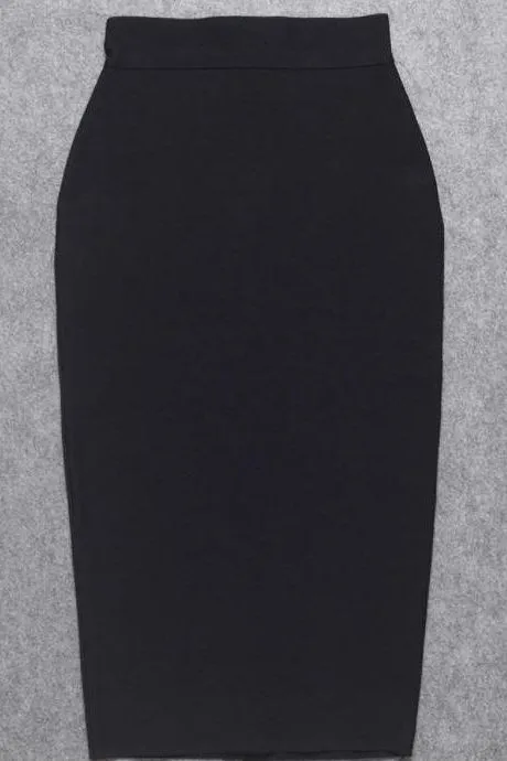 Pencil High Waist Bandage Midi Skirt - Classic Black