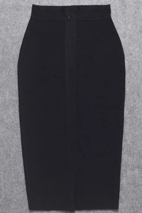 Pencil High Waist Bandage Midi Skirt - Classic Black