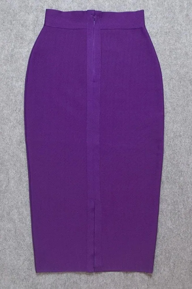 Pencil High Waist Bandage Midi Skirt - Plum Purple