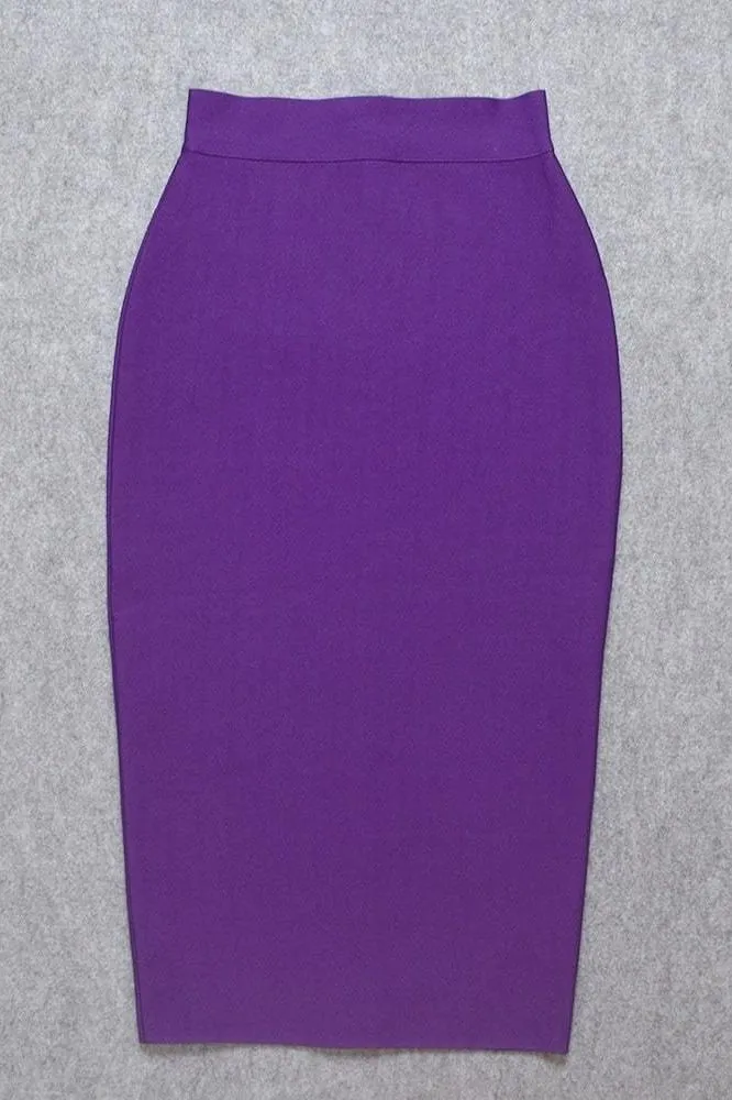 Pencil High Waist Bandage Midi Skirt - Plum Purple