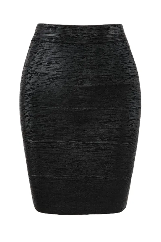 Pencil High Waist Leather Mini Skirt - Classic Black