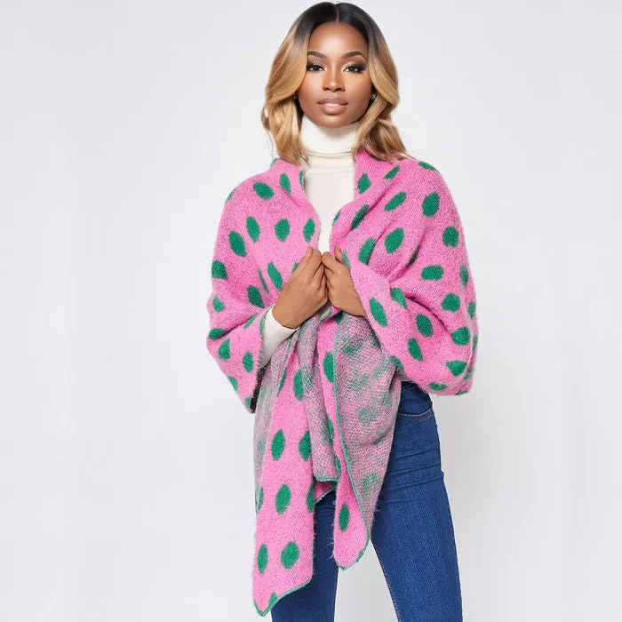 Pink Green Polka Dot Scarf